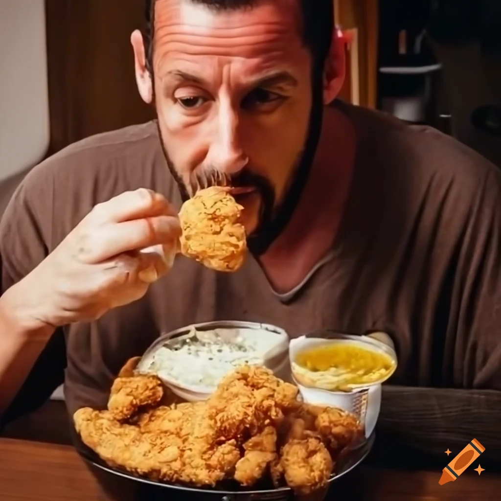 Adam sandler enjoying chicken tenders at applebee's in dallas, tx on