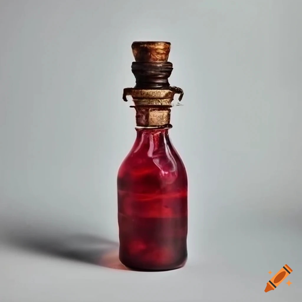 Pepperup Potion from Harry Potter in a unique glass bottle on white background