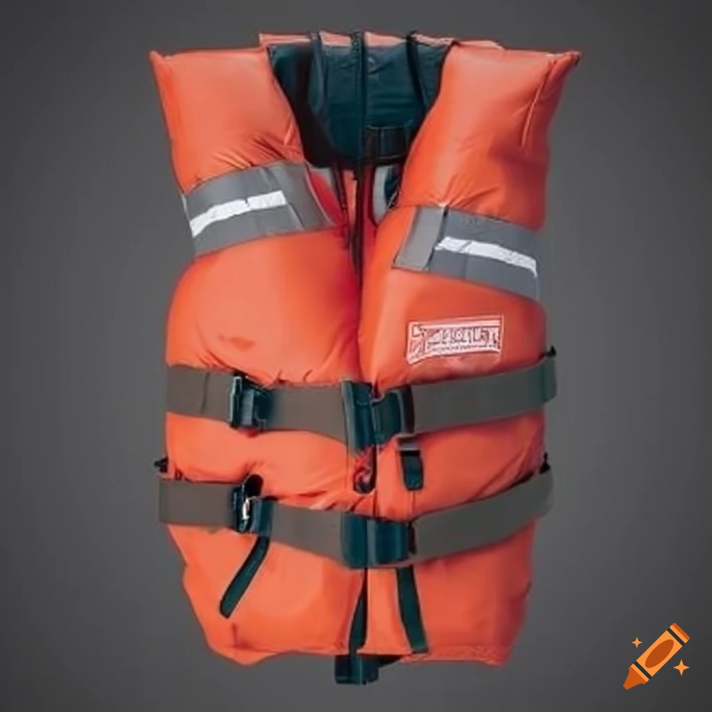 Lifejacket with 4 buckles and downsuit on Craiyon