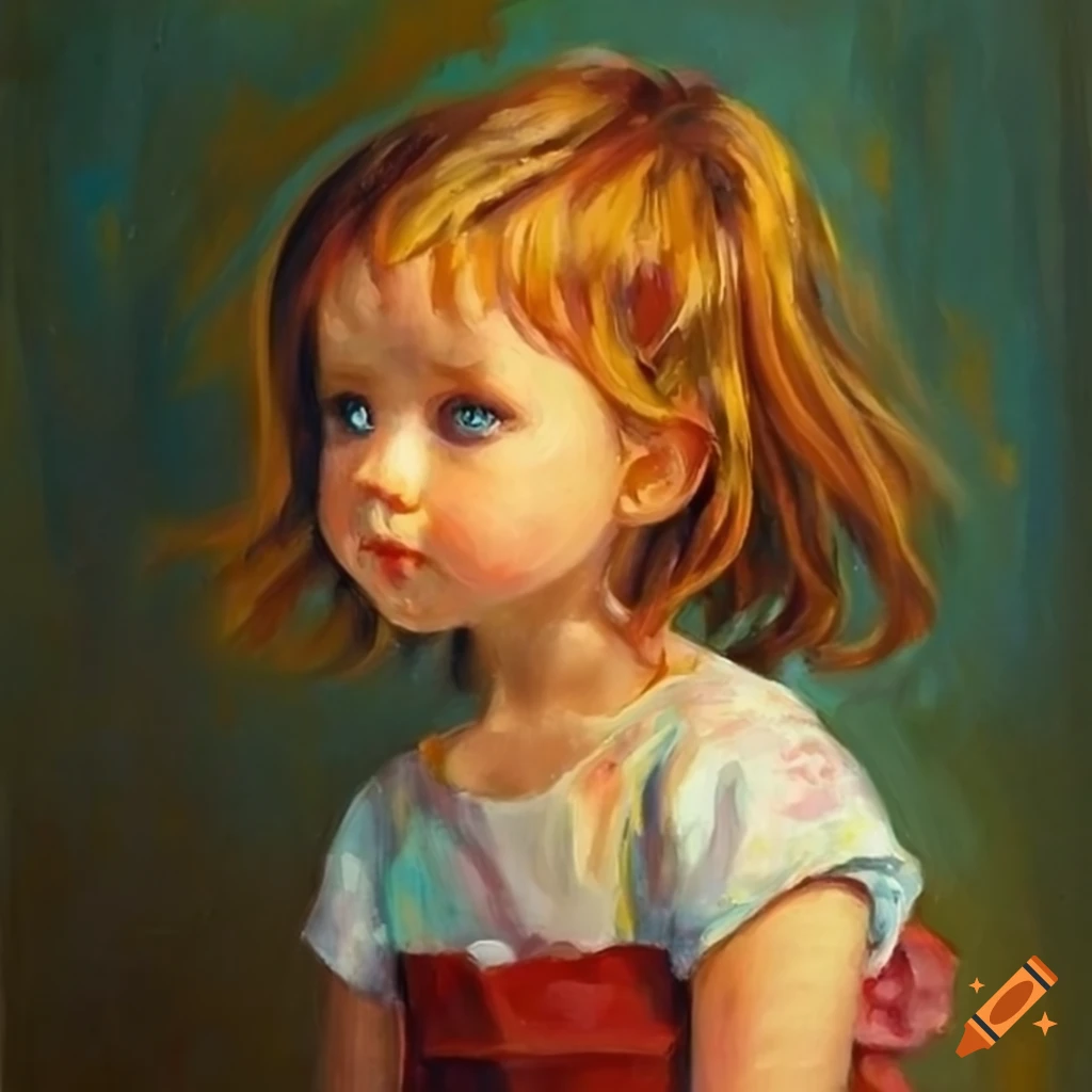 Oil painting depicting childhood memories