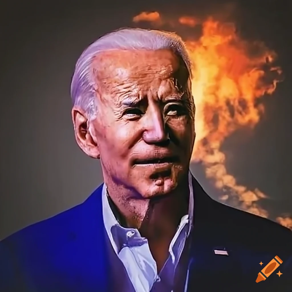 Political figure with control in hand observing an explosion