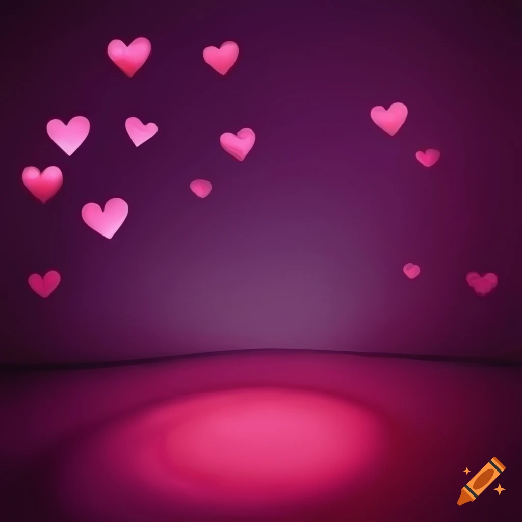 Liminal space digital painting with joyful floating hearts