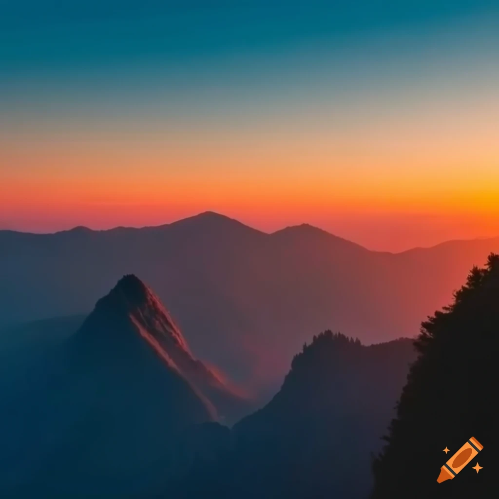 Gentle mountain sunset conveying inner calm and peace on Craiyon