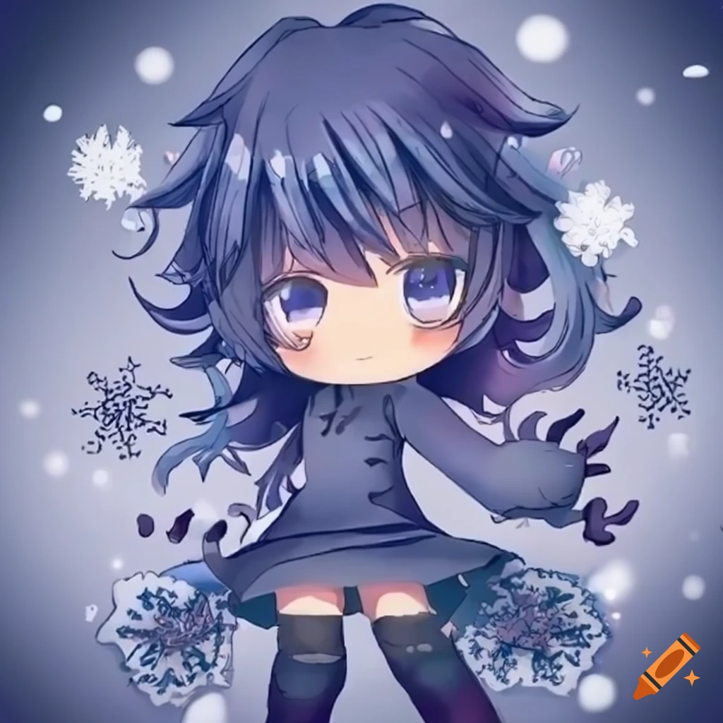 Romantic Snowflake Hug - Anime Art