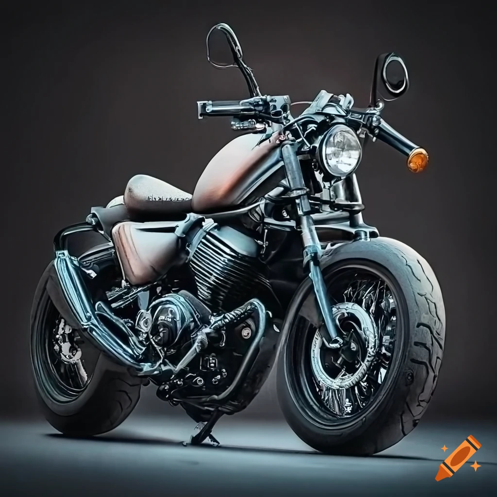 Customized Honda CMX Rebel 300 bobber motorcycle with wide handlebars and vintage leather saddle