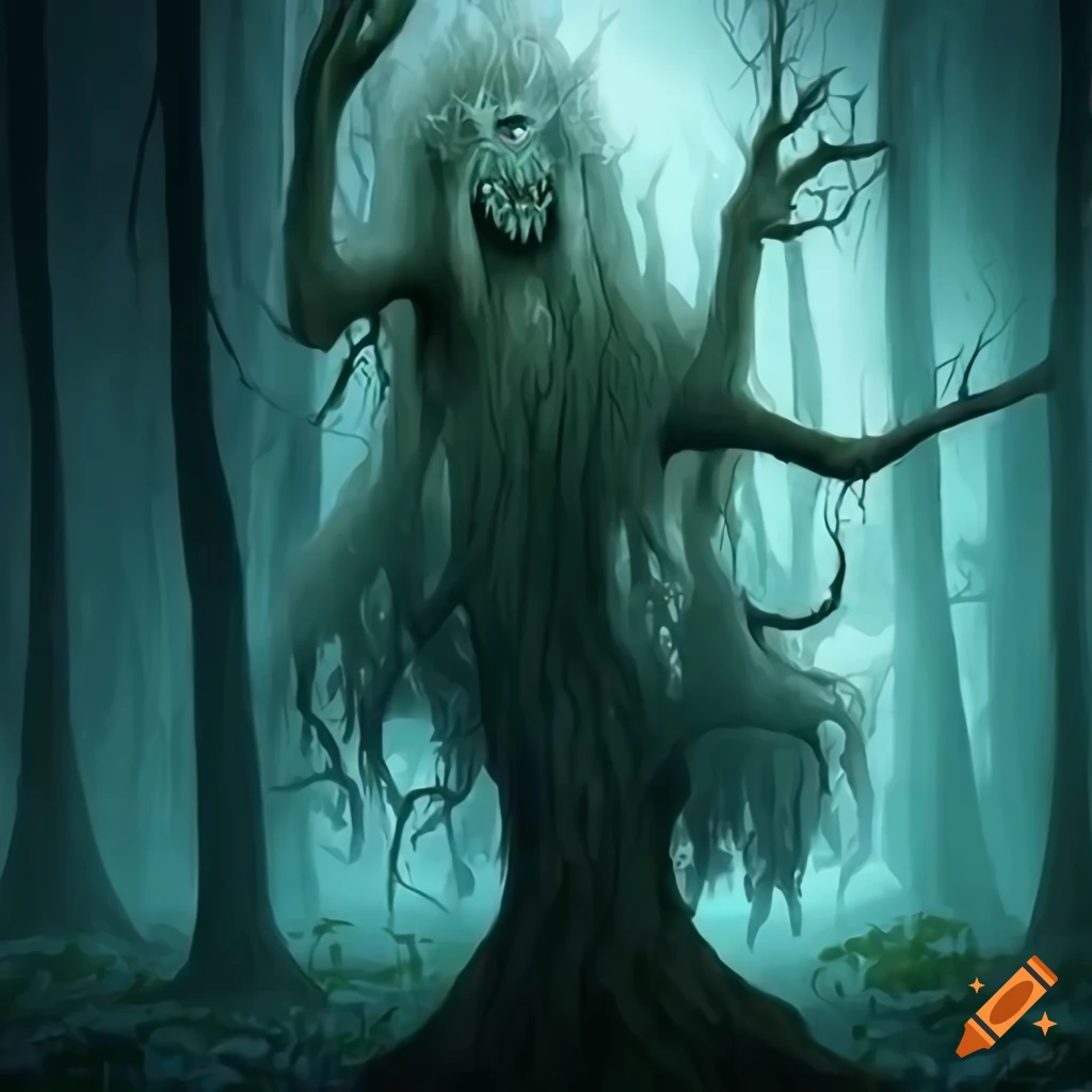 Tree spirit fantasy design with sharp contrasts in 8k resolution on Craiyon