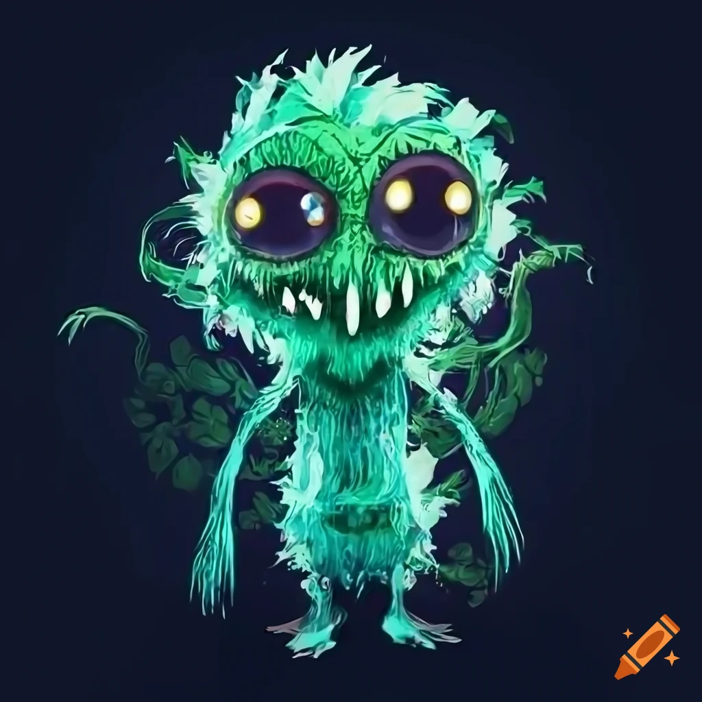 Highly detailed design for a plantmonster with expressive eyes on Craiyon