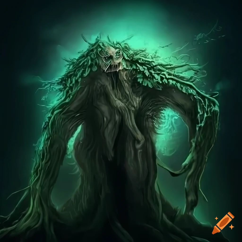 Tree spirit fantasy design in sharp 8k resolution on a white background