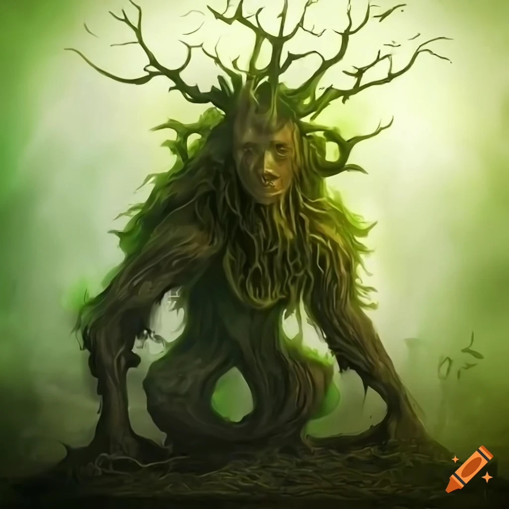 Tree spirit fantasy design on a white background on Craiyon