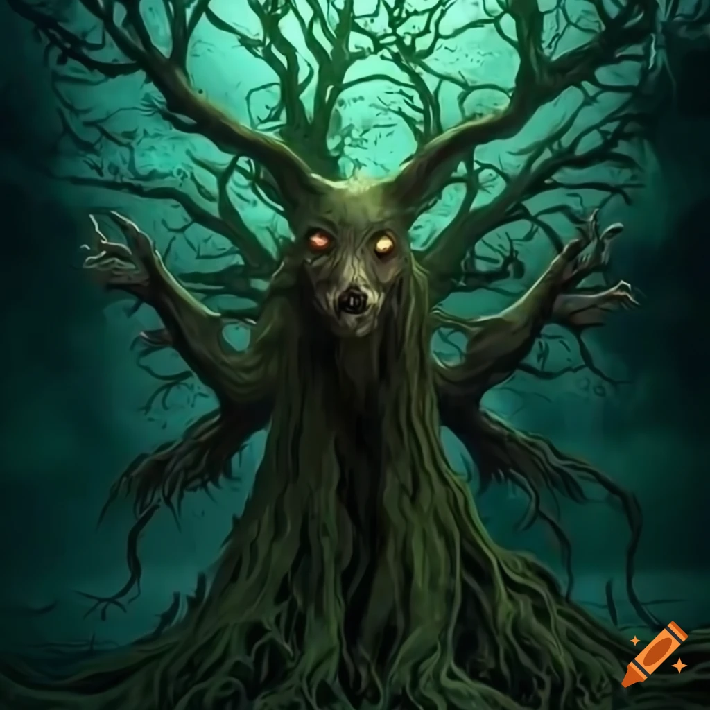 Tree-spirit fantasy design on white background on Craiyon