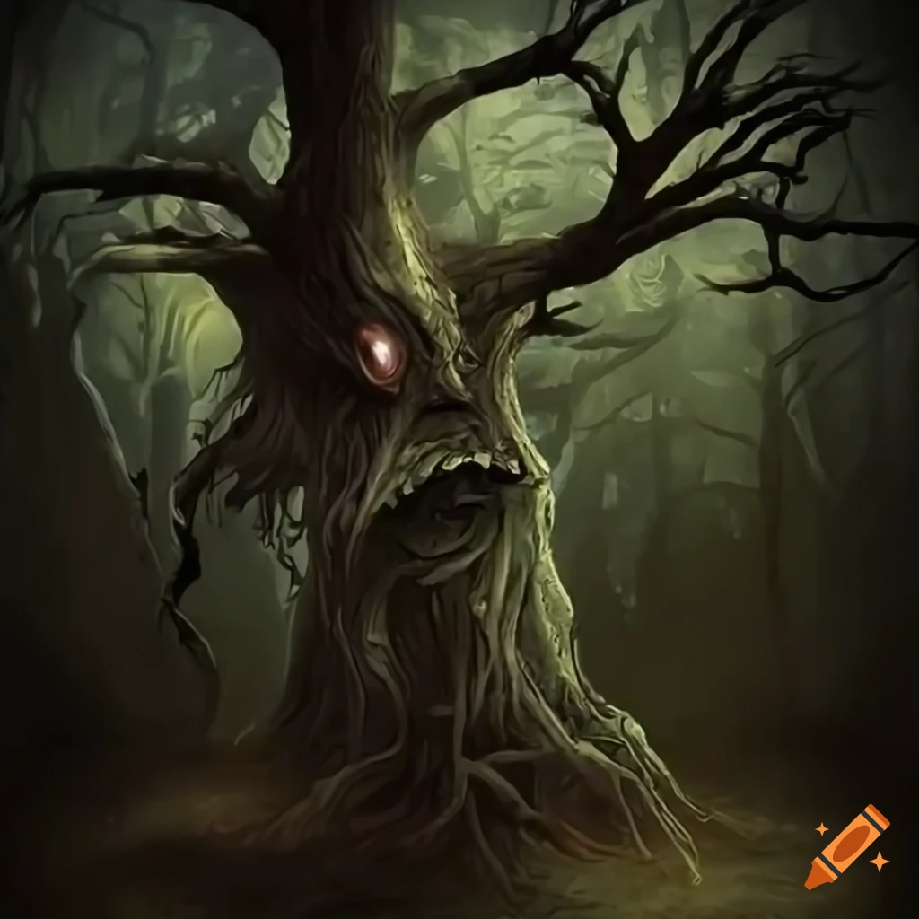 Tree-spirit fantasy design in sharp 8k resolution with white edges and ...