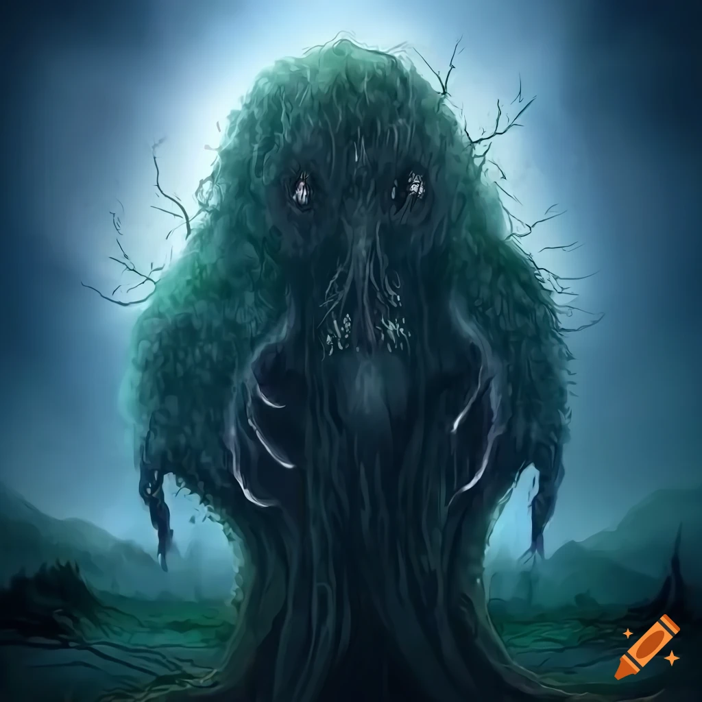 Tree-spirit fantasy design in sharp 8k resolution with white edges on ...
