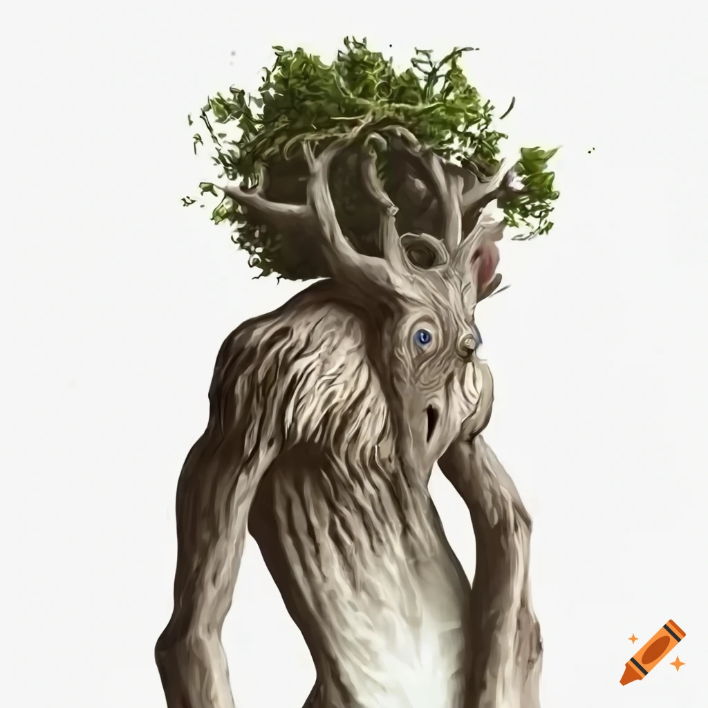 Tree spirit fantasy design on a white background on Craiyon