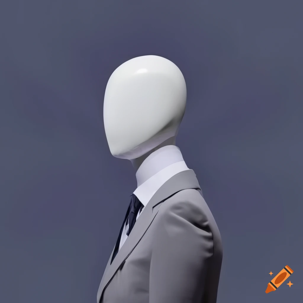 Faceless mannequin in a suit against a dark radial gradient background