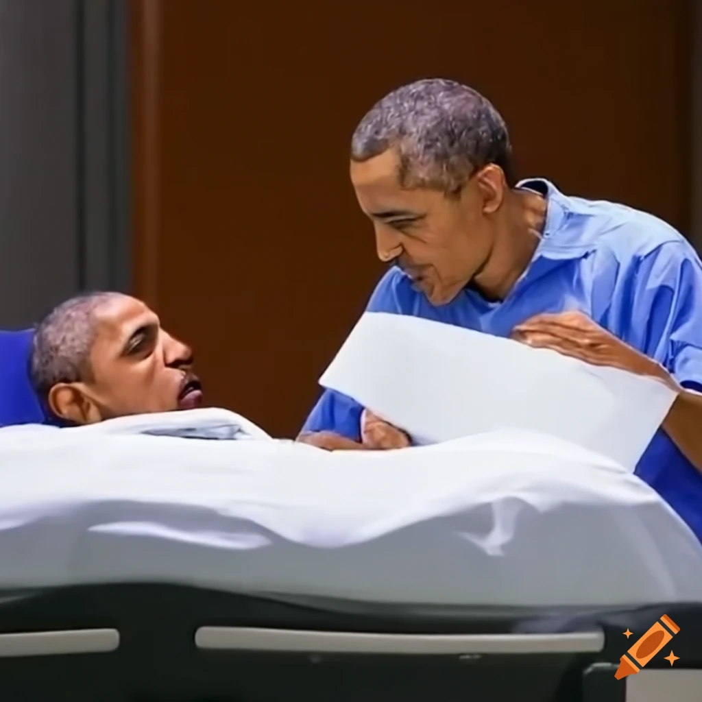 Barack Obama in a hospital bed