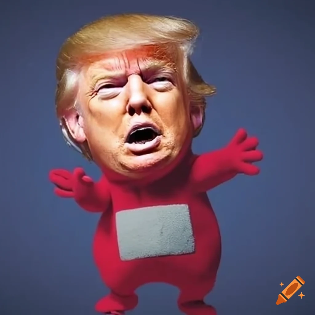 Satirical portrayal of a Teletubby resembling Donald Trump