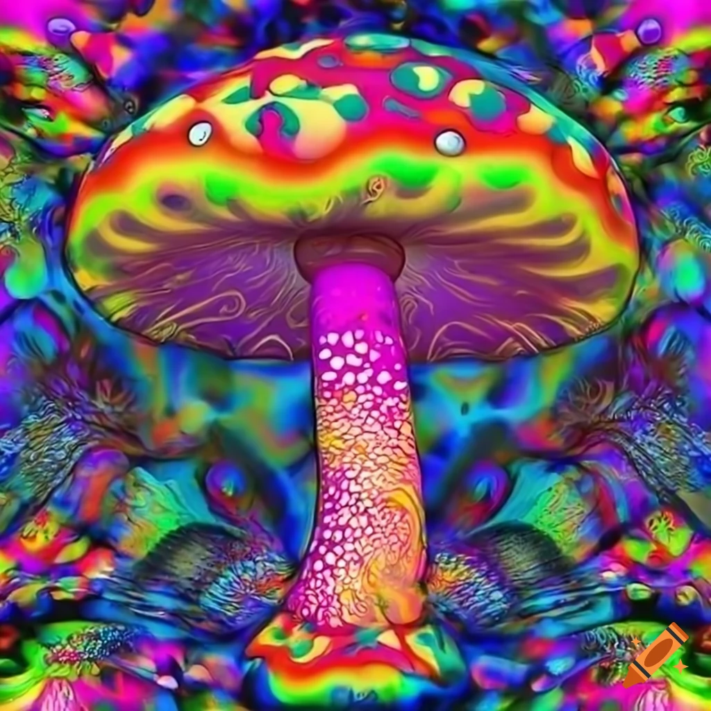 Vibrant colorful psychedelic mushroom repeating pattern on Craiyon