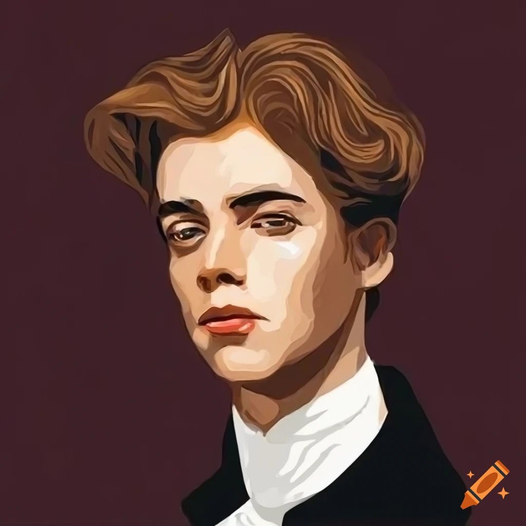 Portrait of charming young man in vintage 1800s fashion coat on Craiyon