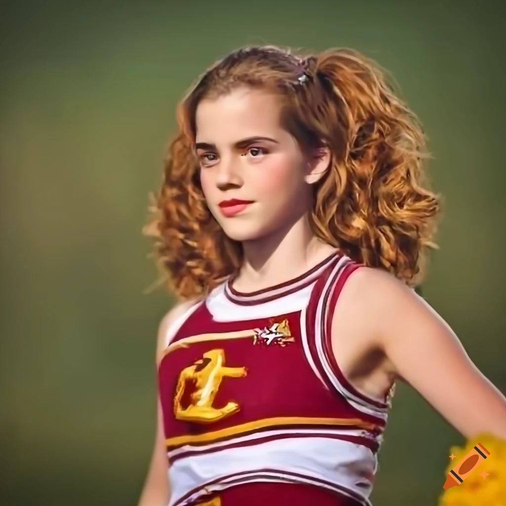 Hermione in gryffindor cheerleader outfit outdoors on Craiyon