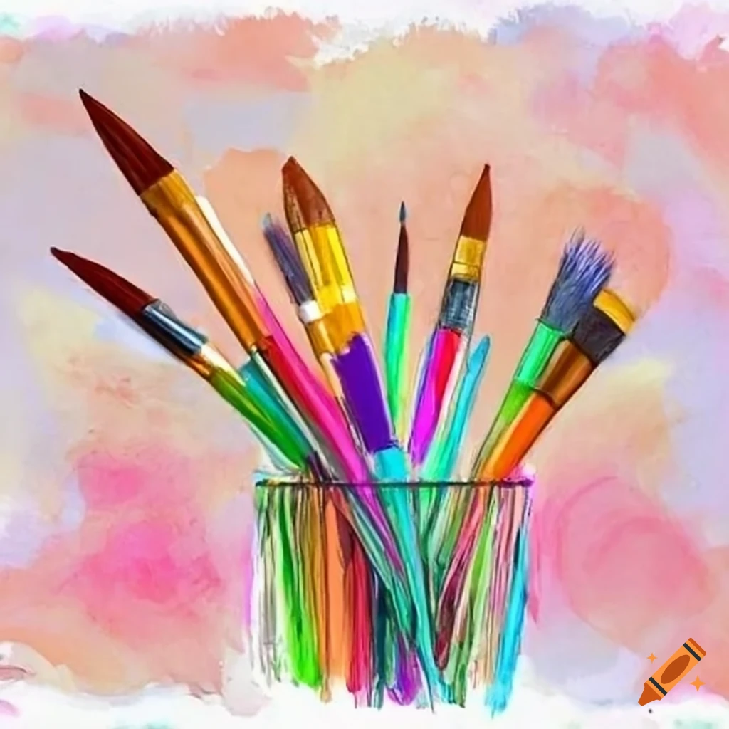 Bouquet of artist brushes on Craiyon