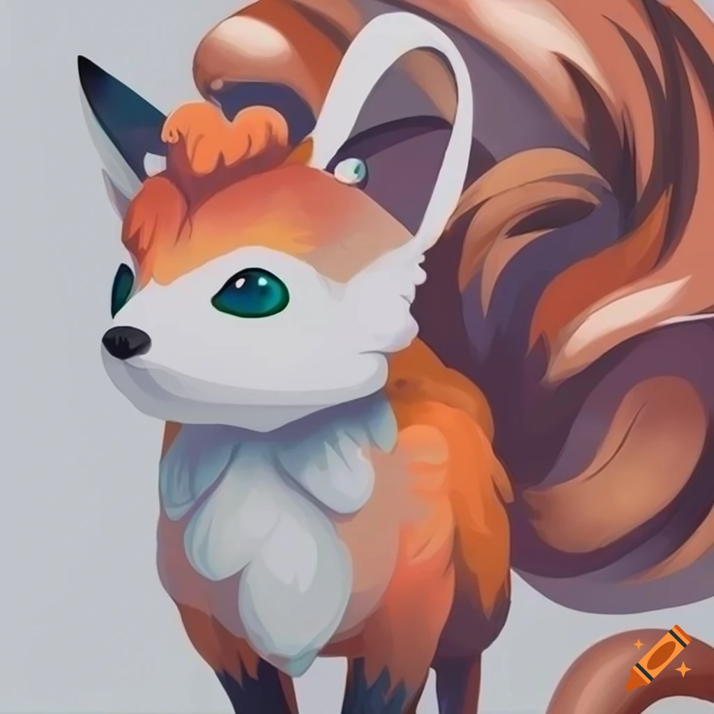 Vulpix in acrylic style on white background on Craiyon