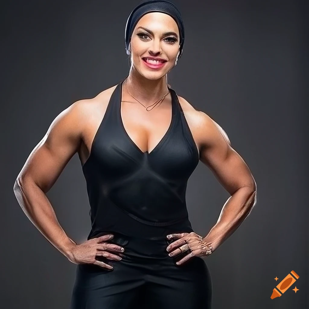 Smiling Arabian fitness model in detailed photorealistic portrait on ...
