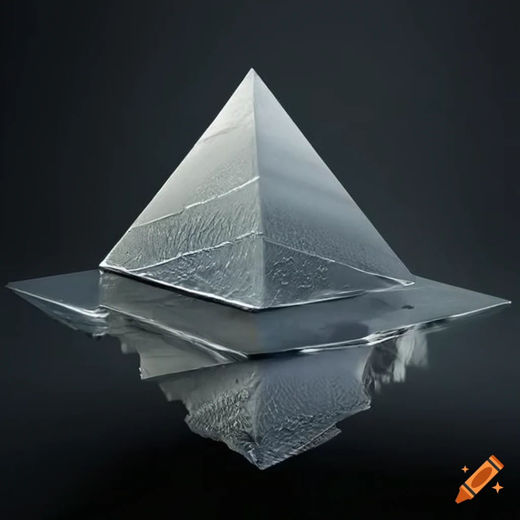 Upside down floating silver pyramid on Craiyon