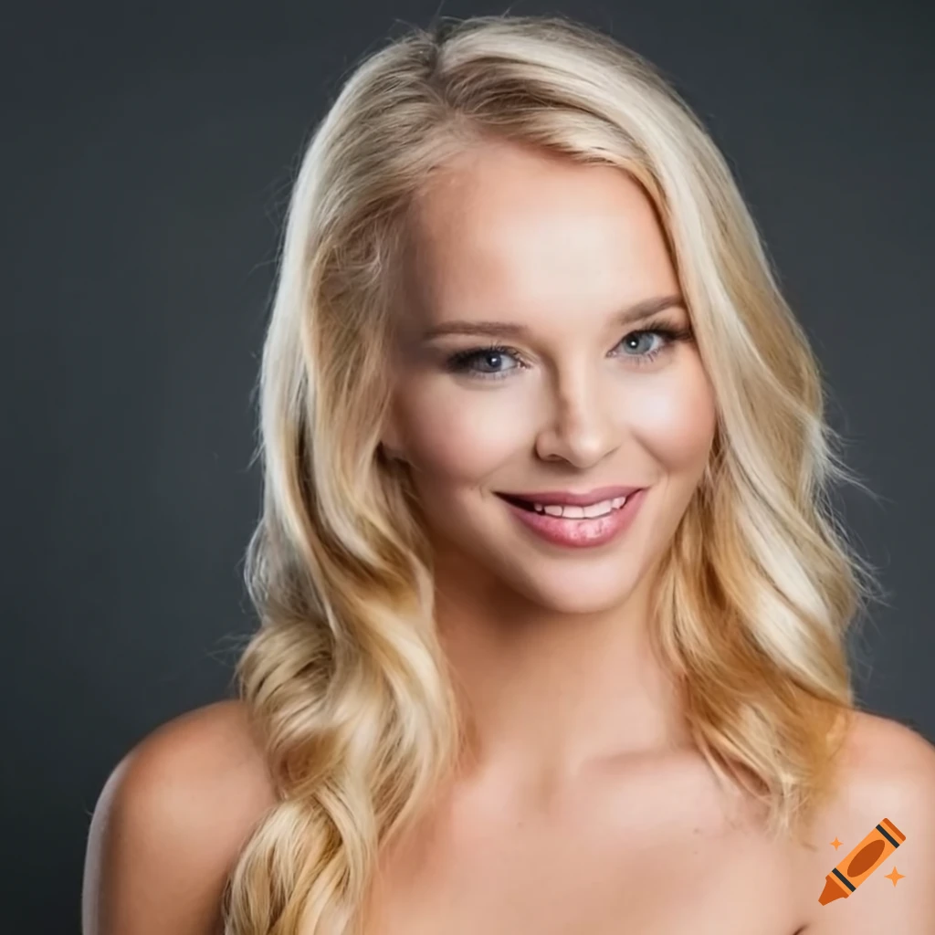 Portrait of a beautiful Danish woman with symmetric blonde hair