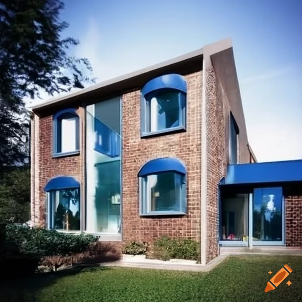 Modern blue house on Craiyon