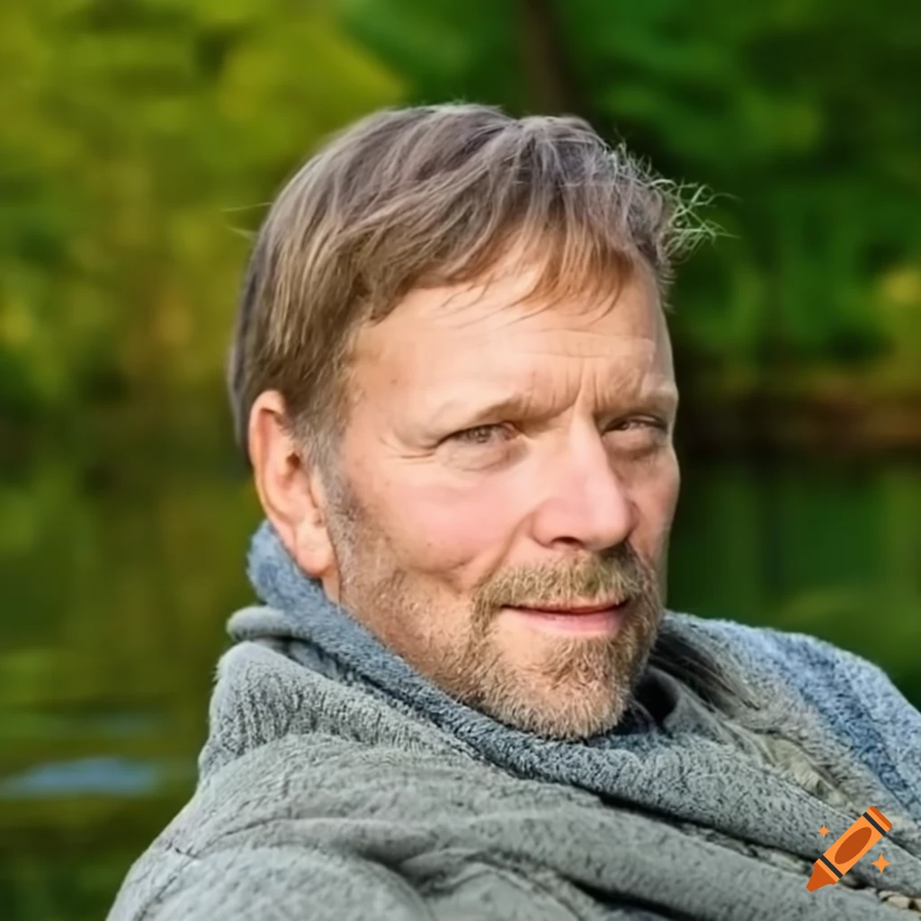 Middle-aged swedish man enjoying nature on Craiyon
