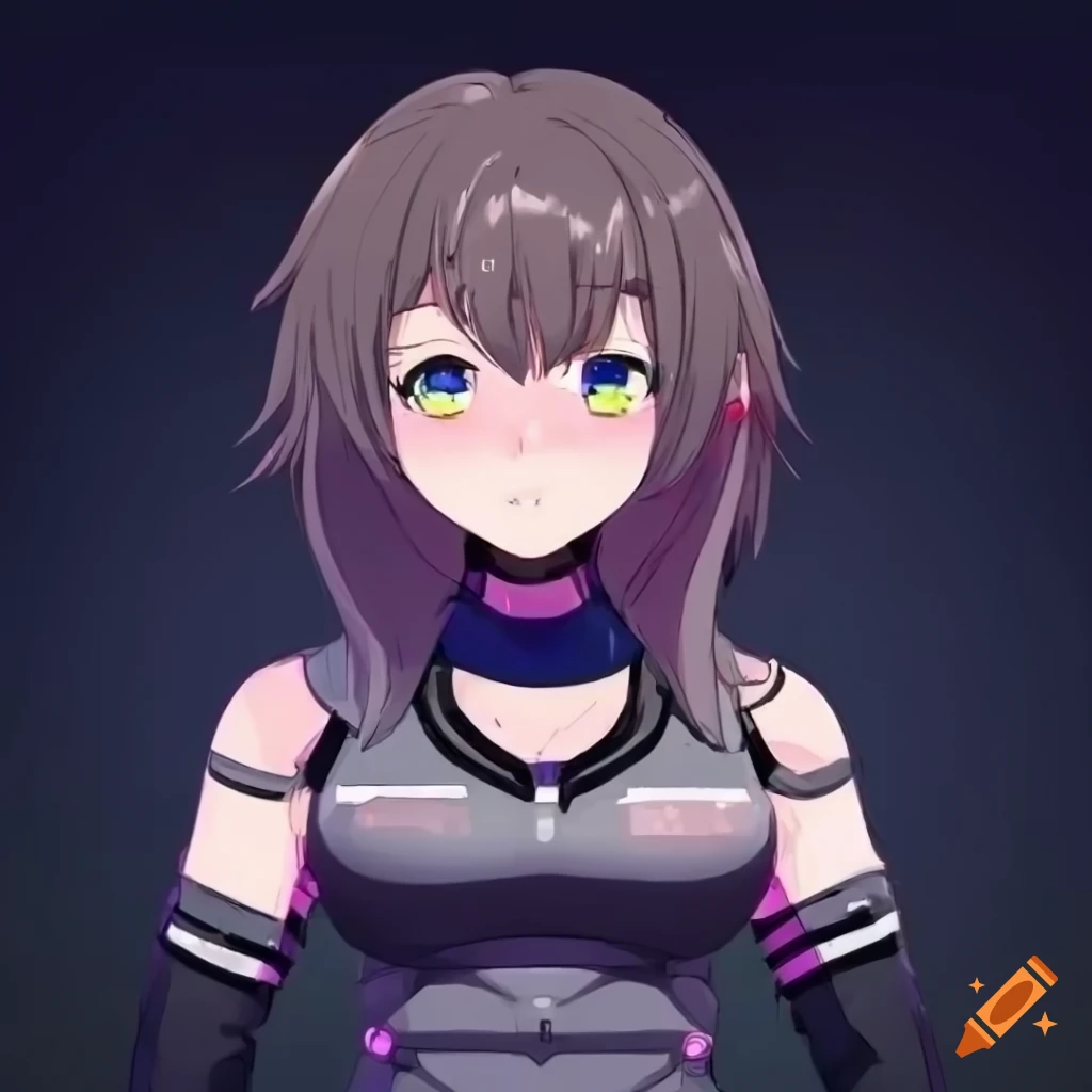 Attractive computer hacker waifu ready for a heist
