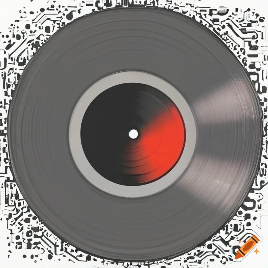 Retro vinyl record with motherboard imprint on Craiyon