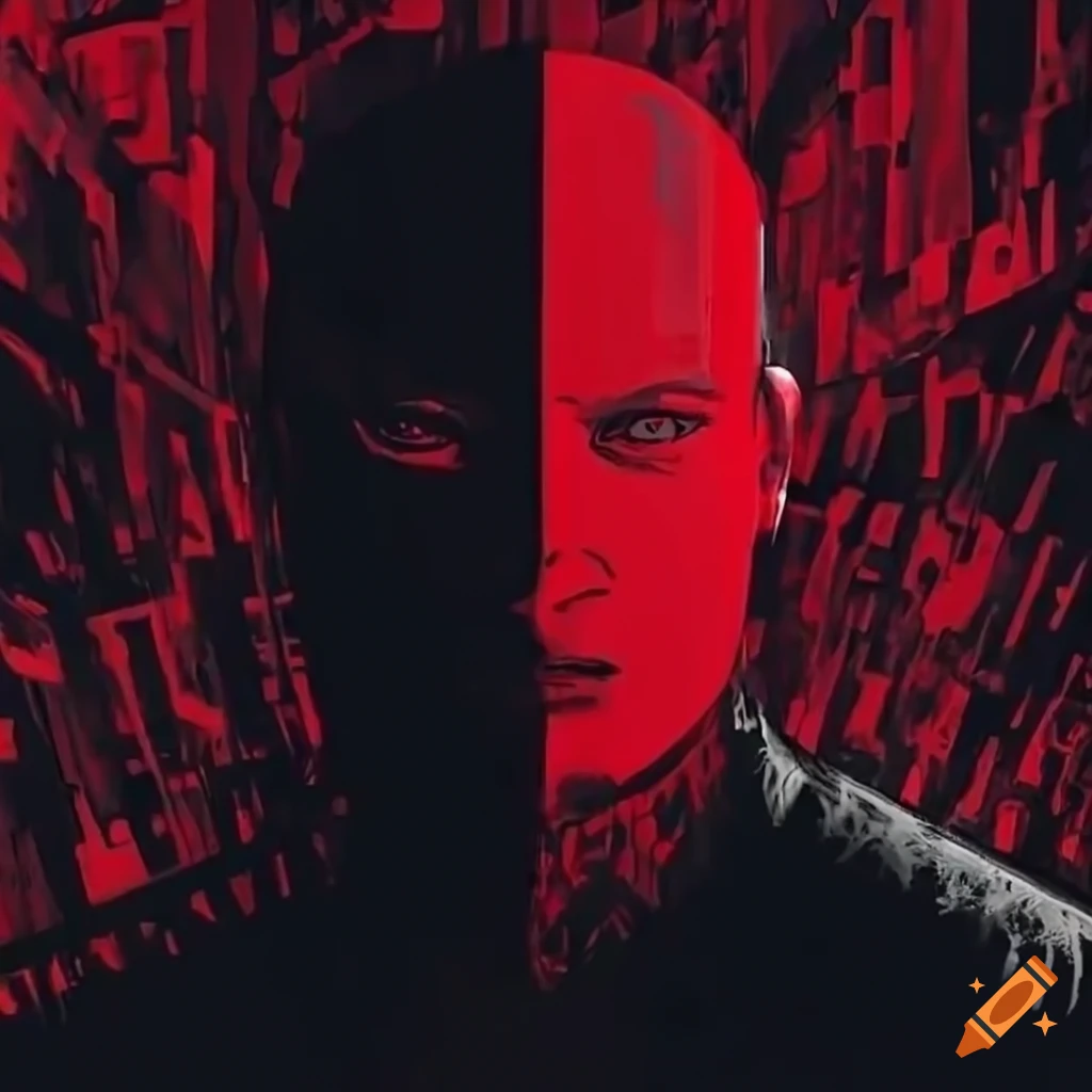 Valentines Day depicted in high contrast black and white with shades of deep red, reminiscent of Frank Miller's Sin City