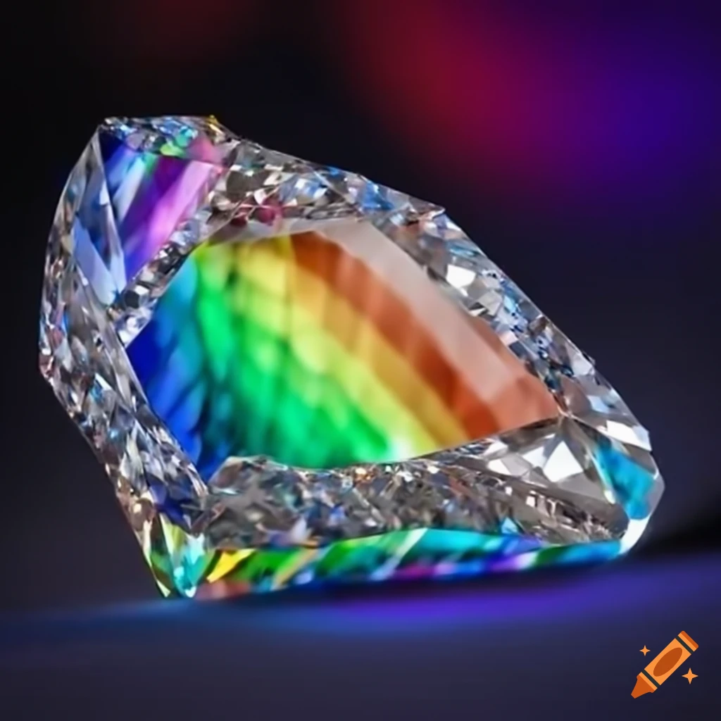 Extremely detailed rainbow diamond on Craiyon