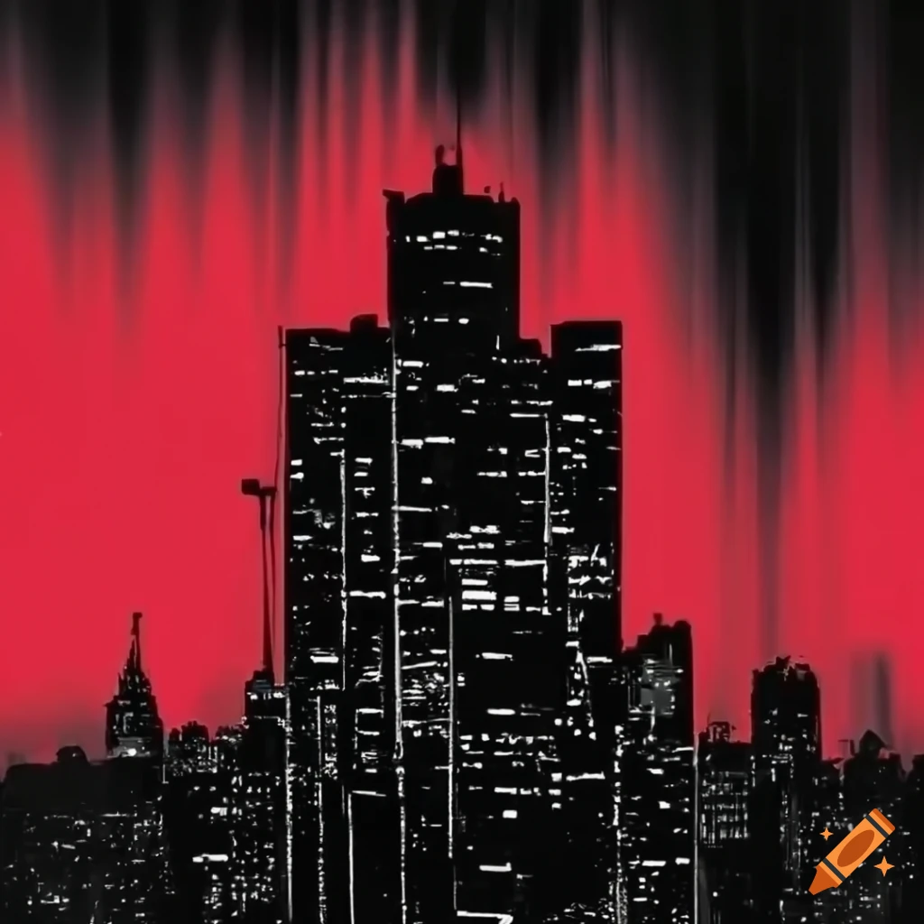 High contrast black and white illustration with deep red hues for Valentines Day