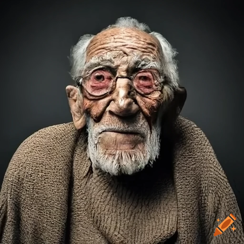 Portrait of the oldest hyperrealistic man