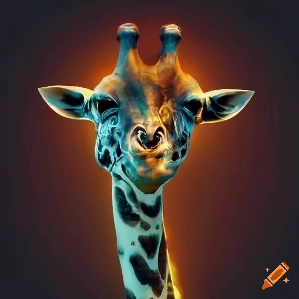 Striking giraffe in a surreal psychedelic space with Borg echoes