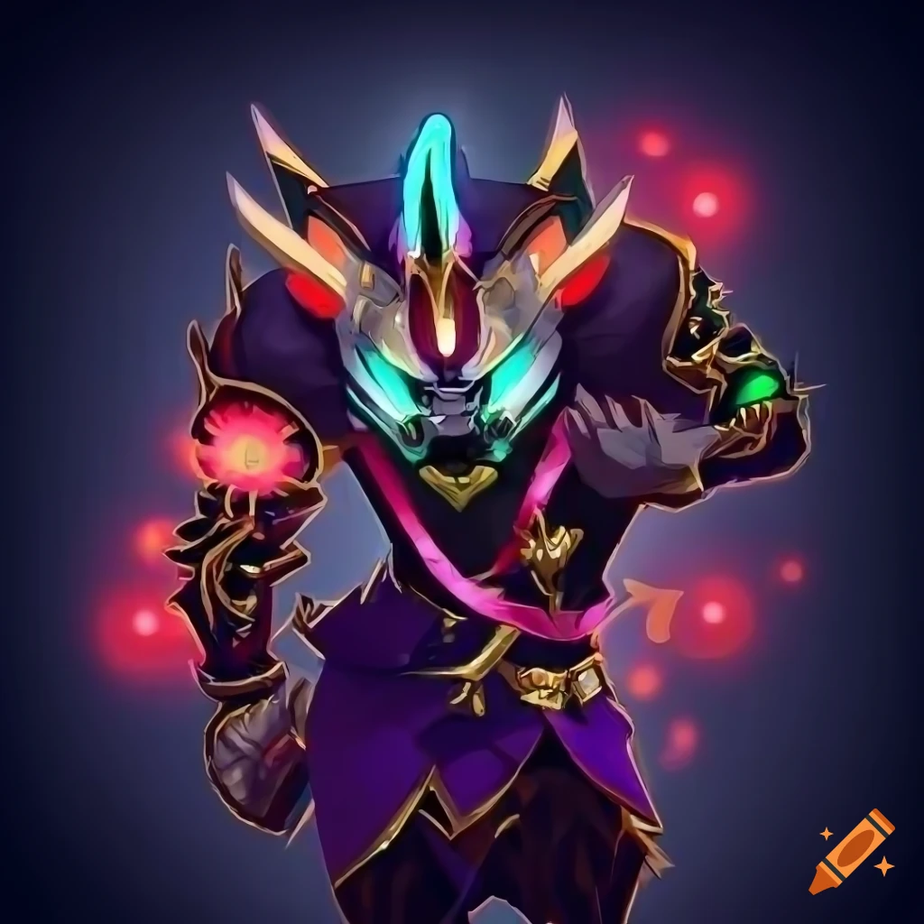 Fantastical bulky cybernetic Hannya Akita Inu yokai in detailed Anime art style