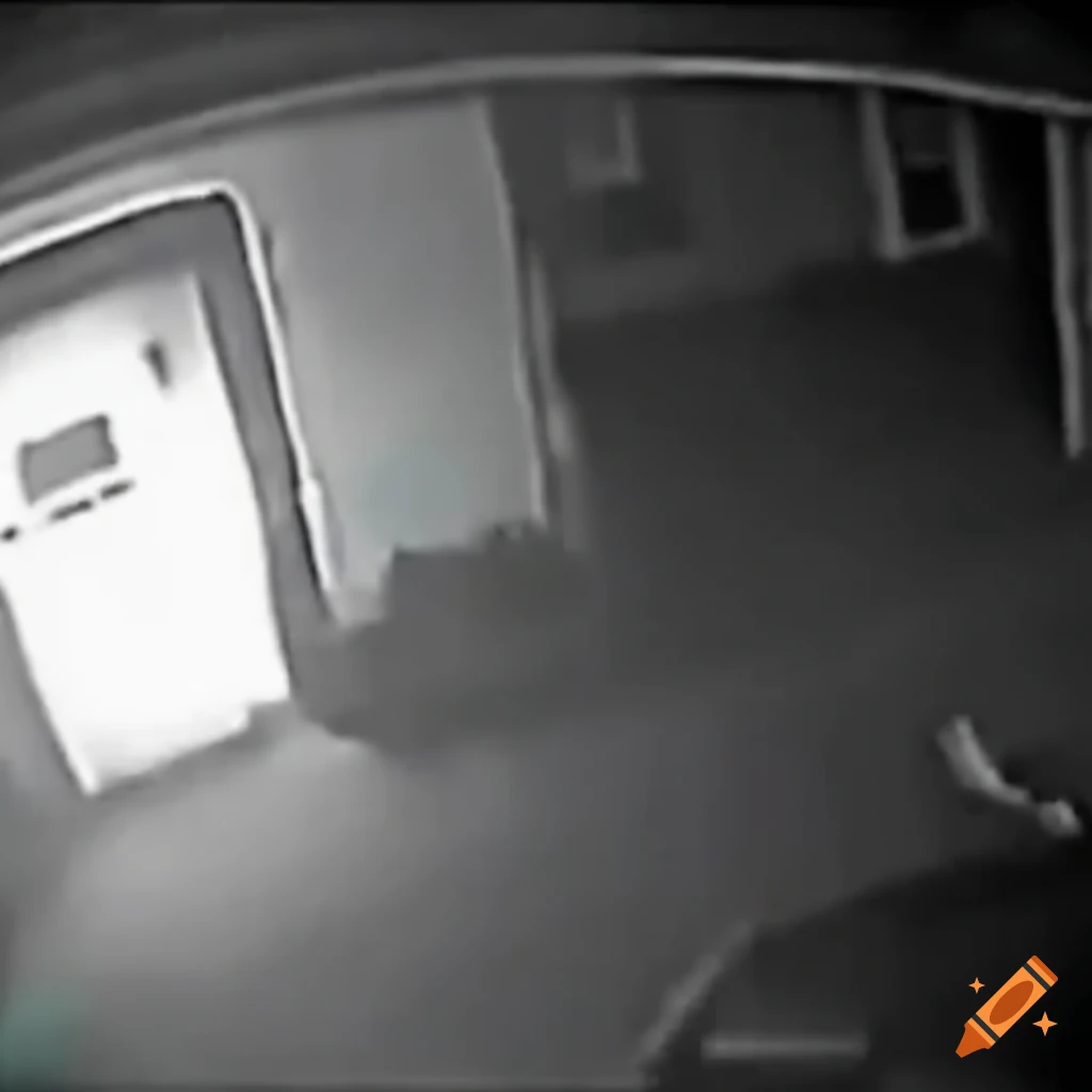 Outside CCTV footage with low quality in a scary setting