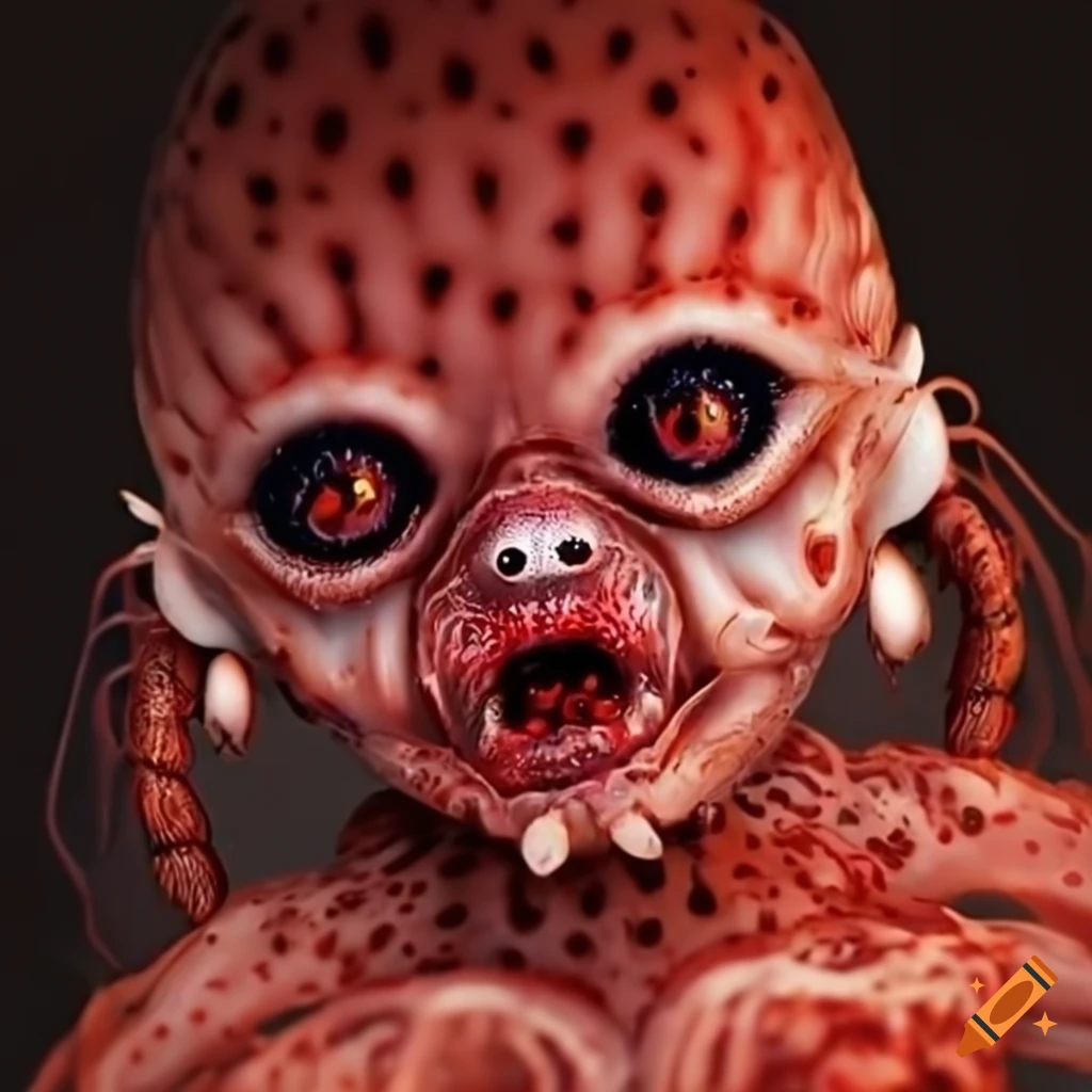Bleeding tooth fungus girl with trypophobia and arachnophobia