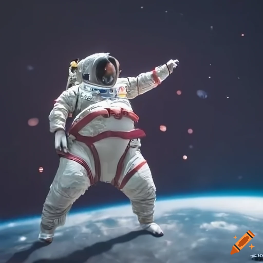 Sumo astronaut in outer space