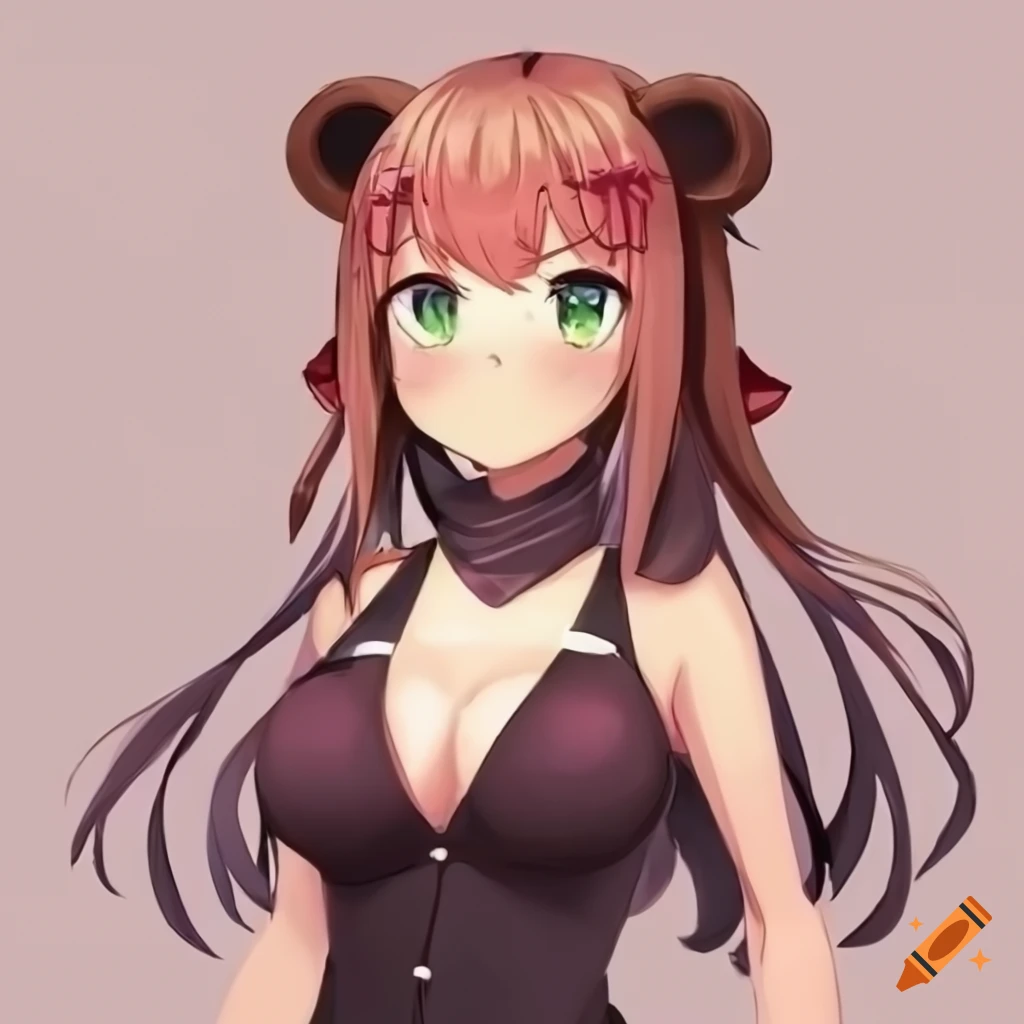 Human-like monkey girl gamer with kemonomimi features