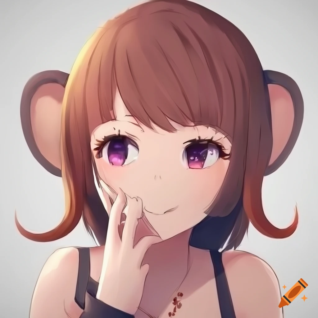 Happy female character with monkey ears and tail