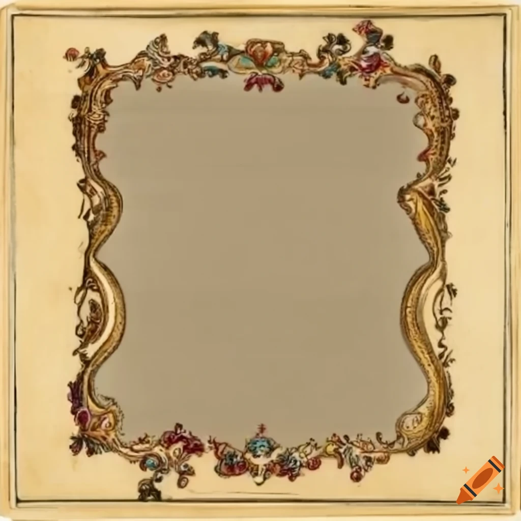 Manuscript page with artistic frame and blank pages