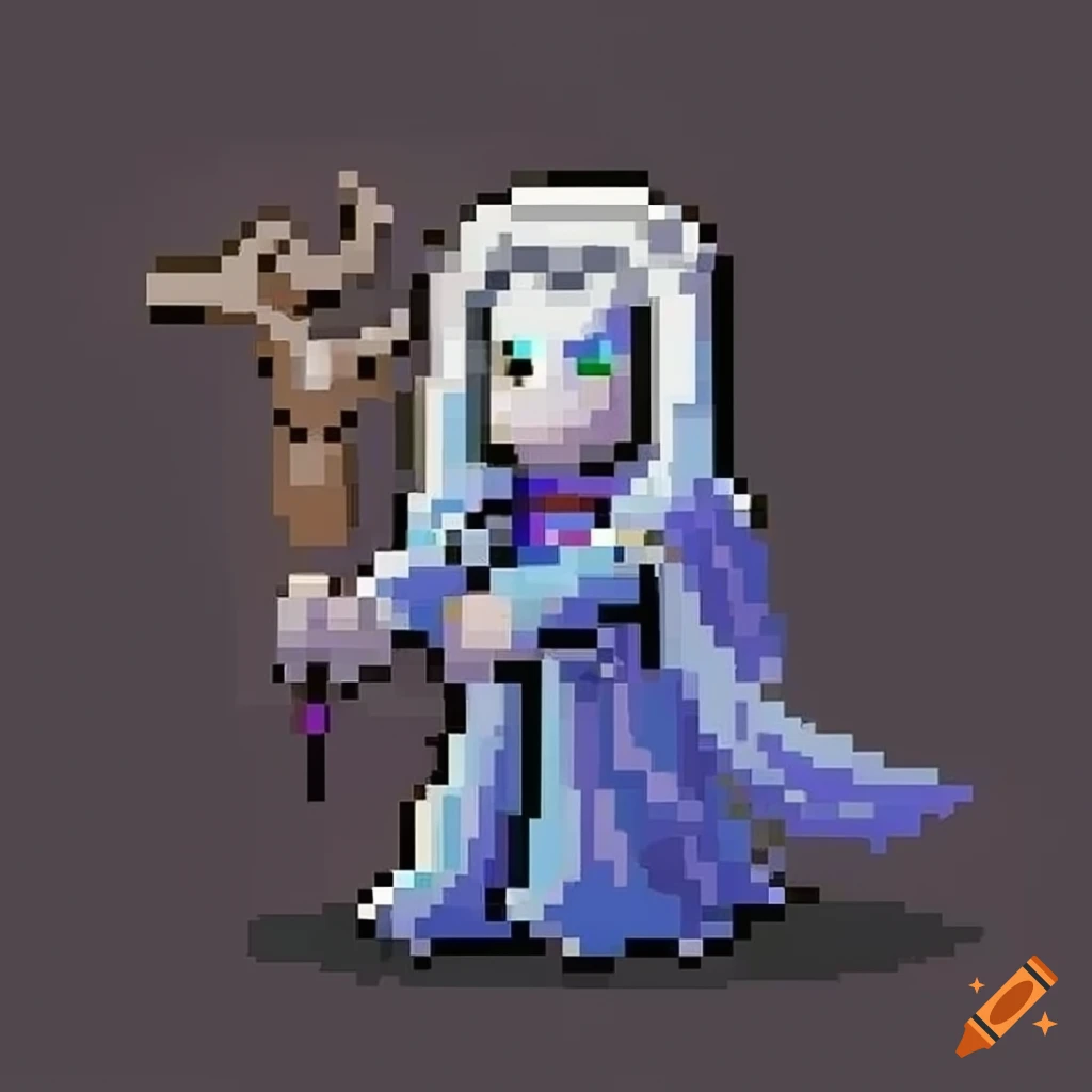 16 bit snes pixel art of andariel from diablo in a front-facing idle ...