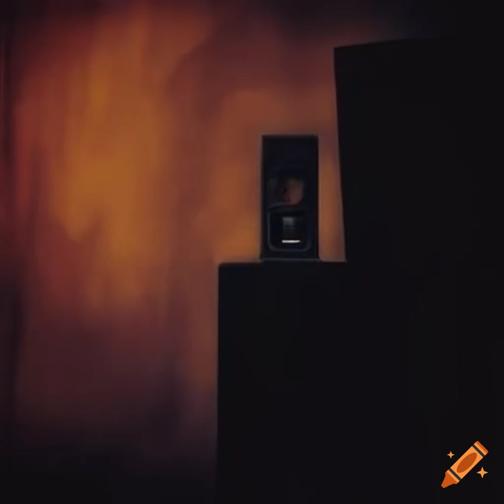 Dramatic stained polaroid with dark voices escaping retro speaker on ...