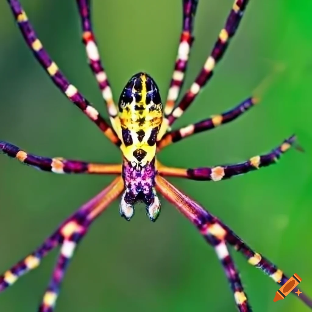 Exotic and colorful Joro spider displaying vibrant patterns