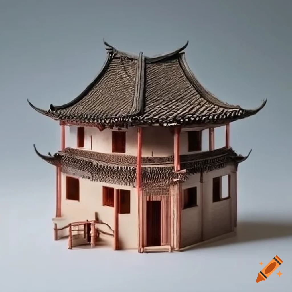 Intricate h0scale model of ancient chinese homes made from recycled