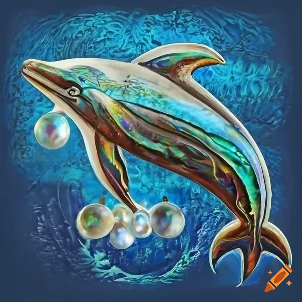 Prismatic ancient dolphin painting in Alounski'ii style