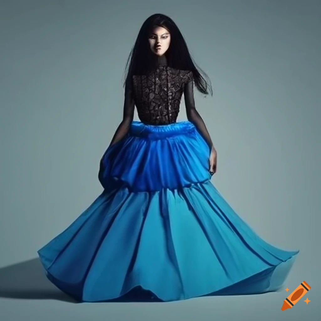 avant garde blue dress Avant-garde painting floral pattern room wear